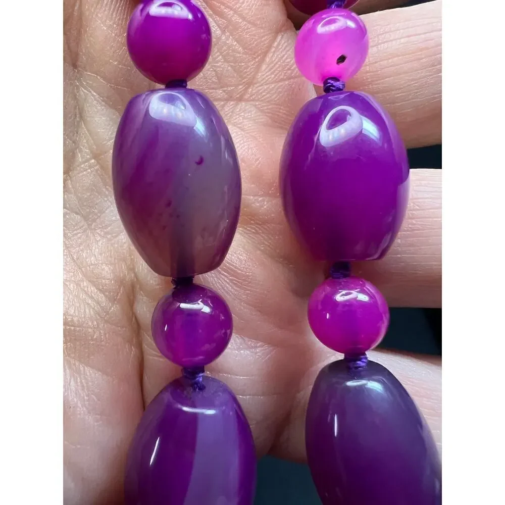 NEW purple agate 18 inch necklace with sterling silver clasp